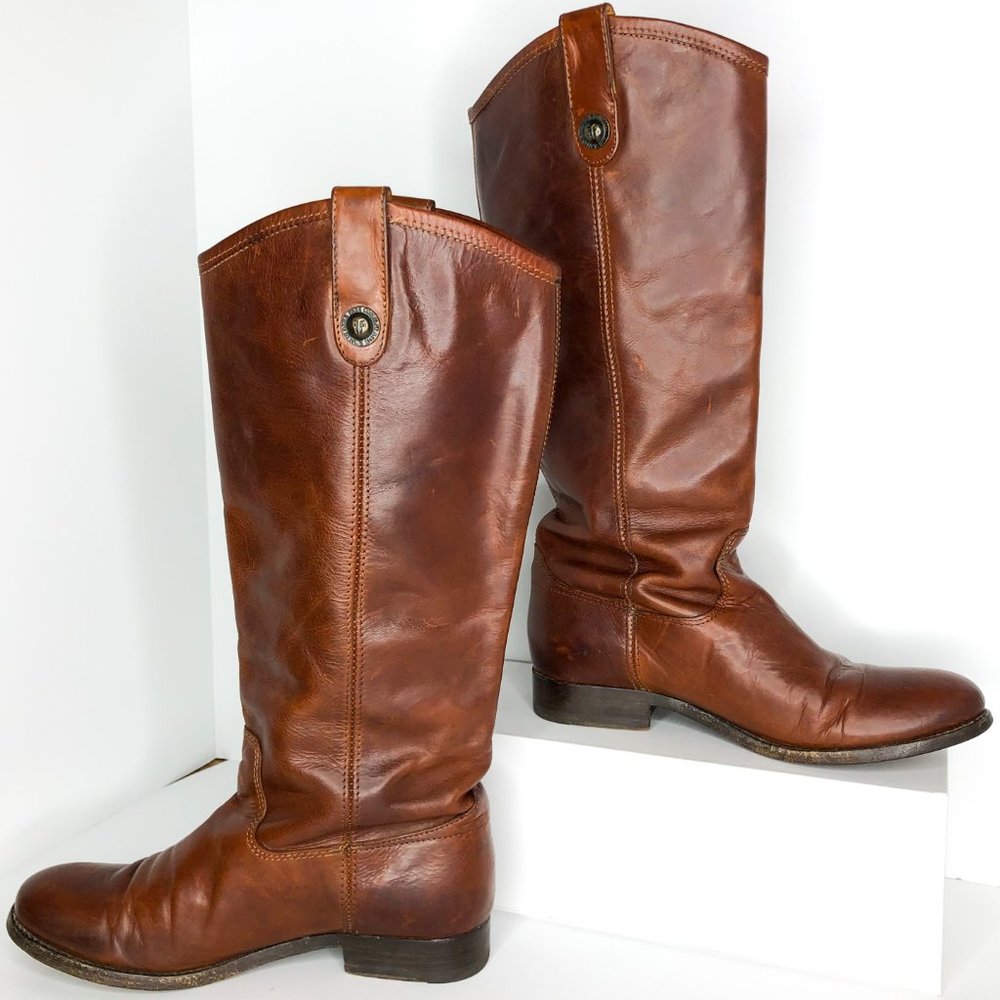 Frye Size 7 Melissa Button Cognac Riding Boots - Picture 2 of 8